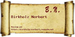 Birkholz Norbert névjegykártya